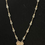 Chapel Sterling Silver Mary Baby Jesus Blue Beaded Necklace Vintage Photo 0