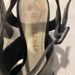 🍂 DELMAN Black Leather Peep Toe Block High Heels Women 8 4.5” heels Photo 3