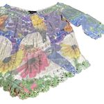 Rain Couture Boho Tunic Top Womens Pastel Floral Crochet Multicolor Sz S… Blue Photo 3