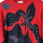 Vtg Regency Collection For Joyce Womens Sweater Sz M Red Black Abstract Sequin Size M Photo 1