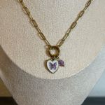 Handmade  Gold/Purple Butterfly Charm Necklace Photo 0