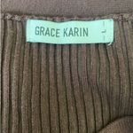 Grace Karin Grace Karin Women Cardigan Sweater L Brown Ribbed Fitted Preppy Academia Office Photo 1