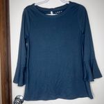 Loft  Bell Sleeve Top - Dark Green Blue - Size M Photo 1