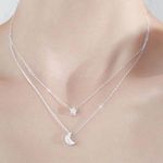 Silver Star and Moon Pendant Necklace Photo 2