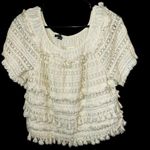 Love Sam ‎ Anthropologie Fringe Crochet Off Shoulder Top Size Med Petite Photo 2