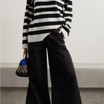 La Ligne 100% Cashmere Black and Cream Striped Sweater Photo 1