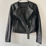 BLANK NYC  Black Moto Moonlighting Cropped Faux Leather Jacket Photo 1