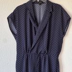 J Crew Pindot Lapel Pants Jumpsuit Women's Size 8 Navy Blue Romper Photo 1