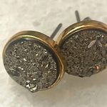 Loft Stud Earrings black gold circle metallic jewelry Photo 2