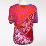 Lynn Ritchie Pink Red Silk Cotton Blend Bold Colorful Print Top Medium Multiple Photo 4