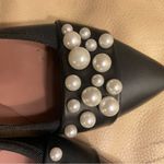 barney's new york Barney’s New York Black Leather Pointy Toe Flats With Pearls Photo 11