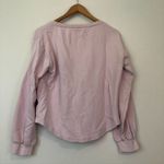 Tommy Hilfiger DENIM Pink Black Spellout Logo Crewneck Cotton Stripe Sweatshirt Photo 4