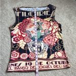 I’vory. Colorful Unique Flore Sleevless Top. Size Medium Photo 3
