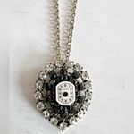 Artisan Crafted Steampunk Rhinestone Pendant Necklace Vintage Watch Face NWT Black Photo 0