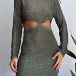 Derek Heart Plus Size Olive Green Glitter Cut Out Mini Dress Photo 0