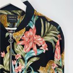 Forever 21  Tiger Floral Bomber Jacket Black Zip Front Size Medium Photo 2