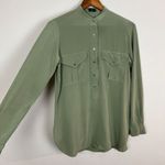 Joseph  Silk Blouse Top Womens 36‎ FR 4 US Sage Green Crepe Long Sleeve Pullover Photo 3