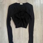 POL NWOT Ribbed Knot Cutout Cropped Long Sleeve Black Sweater size Medium Photo 1