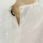 Theory  Sequin T-Shirt Mini Dress Oversized White Small Chic Holiday Bridal Party Photo 7