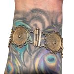 Antique Solid Italian Silver Detailed Floral Filigree Panel Bracelet Silver Photo 8