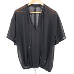 True Religion Black Sheer Top Womens Streetwear Urban Minimal Drawstring Size L Photo 0