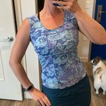 Vintage Y2K sleeveless tank top retro floral paisley print blue purple small Photo 8