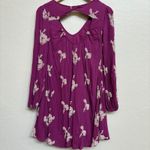 Free People  Embroidered Mini‎ Dress V Neck Cutout Back Long Sleeve Pockets XS Photo 4