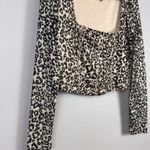 Lulus Fierce Attraction Size XL Beige Cheetah Print Long Sleeve Crop Top Mesh Photo 2