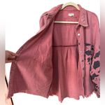POL Women's Denim Shacket/Jacket Pink with Animal Print Sleeves and Pocket Photo 3