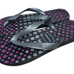 Havaianas  Gray Pink Polka Dot Flip Flop Sandals Size 7-8 Women’s Beach Shoes Photo 0