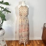 Glam  Dress Women L Cream Geometric Halter 100% Silk Scarf Maxi Vintage Y2K Party Photo 2