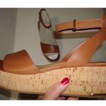 Franco Sarto New Womens 11 M Sandals Shoes Wedge Terry Platform Cognac Brown NIB Photo 4