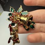 Smithsonian Avon Christmas Bells Cherub Angel Rhinestone Enamel Brooch Pin Gold Photo 10