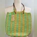 Lime & Tan Woven Tote Bag Green Photo 0