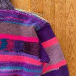 purple pink blue striped long sleeve knit cropped sweater Size M Photo 5