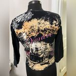 Vintage Y2K 2000s Venice Italy print beaded long sleeve shirt size small Brown Photo 2