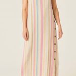 Westbound Pastel Striped Linen Blend Sleeveless Dress Summer Beach Vacation Outfit Sz 2XL Photo 0