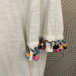 Anthropologie  Lilka Pom Pom‎ Tee Shirt Top Short Sleeve Cotton Ivory Size Small Photo 2