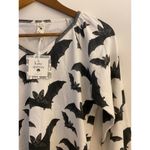 NWT Kate Quinn XS 100% Organic Cotton White Black Gray Long Sleeve Bat Halloween Photo 2