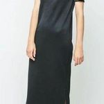 Adidas Velvet Vibes Maxi Shirt Dress Split Hem Black Size Medium NWT Photo 0