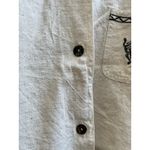 Cabin creek  Linen Blend Zebra Embroidered Button Front Waist Tie Top Large Y2K Photo 2