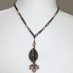 Gold Pink Leaf Fairy Feather Necklace New Photo 9