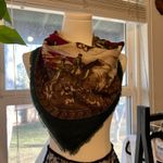 Vintage Red & Green Horse Girl Printed Oversized Square Scarf Wrap Photo 1