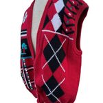 Vintage Red Koret Cotton Large Sweater Vest, Layering Vest, Womens Sweater Vest Photo 1