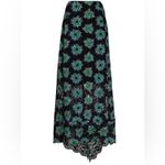 PACO RABANNE Asymmetric Floral Print Lace Skirt Blue Photo 6