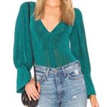 Free People  Killer Queen dark green long sleeve blouse Photo 1