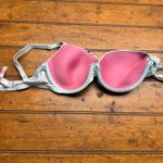 PINK by Victoria's Secret Light Blue Floral Print Push Up Bra Size 32DD Green Photo 3