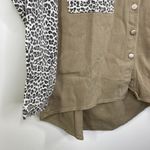 Taupe Grey Green Denim Animal Print Patchwork Jacket Women's Size Small S NWOT Gray Photo 2