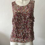 MODA International purple white confetti Silk Tiered Ruffle Sleeveless shell top Pink Photo 0