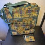 VTG 90s Tapestry Golf Tournament Tote Bag & Coin Purse Pouch Plaid Large Purse Green Photo 0